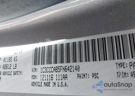 2015 Chrysler 200 Limited z USA, uszkodzony, nr VIN 1C3CCCAB5FN642140